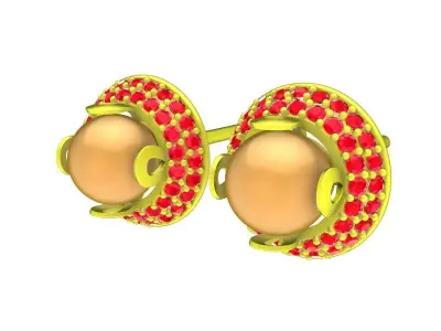 Luxury Pearl Halo Stud Earrings 3D Model 5879 3D print model