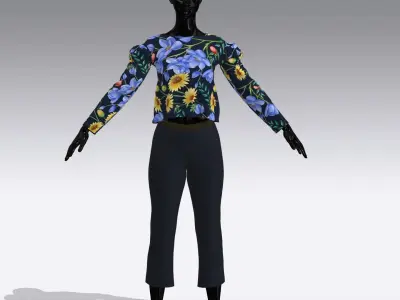 Woman Cloth Dress Low-poly 3D model 6