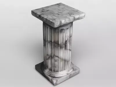 Polished Marble Ionic Column Pedestal 3D model