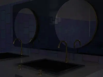 Modern luxurious bathroom blender with a modern window Low-poly 3D model