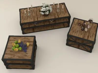 Tea table set with accessories 3D model