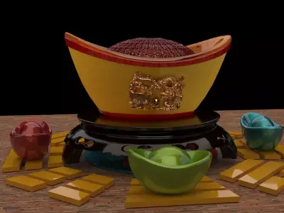 Chinese gold Ingot    3D model