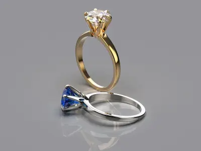 Engagement gemstone ring Tiffany style 3D printable model FREE Free 3D print model