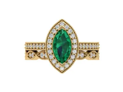 Marquise Ring Bridal Set 3D print model