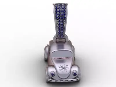  Golden Car Pendant 3D Printable Model 3D print model