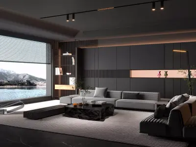 Modern living room 3D model  3D model