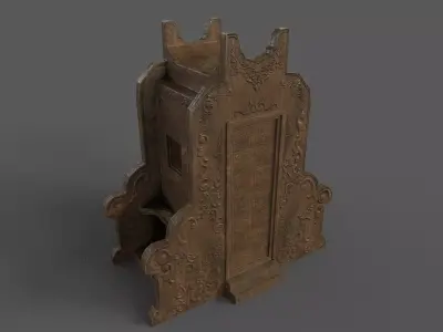 Church confessional Low-poly 3D model
