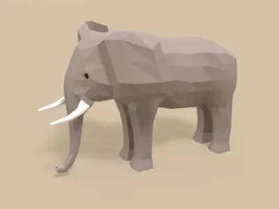 Low Poly Cartoon African Elephant Low-poly 3D model