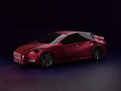 dented sports car Free 3D model