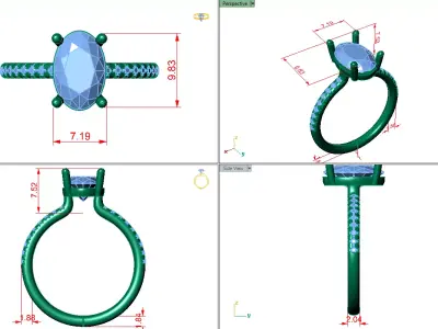 oval solitaire curved shank open concept  3D print model