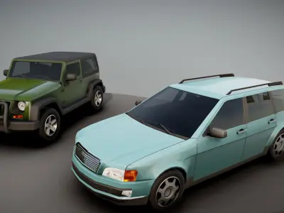 Generic passenger car pack DONATE UKRAINE Low-poly 3D model