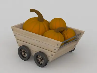 Thanksgiving Set pumpkin cart 3D model