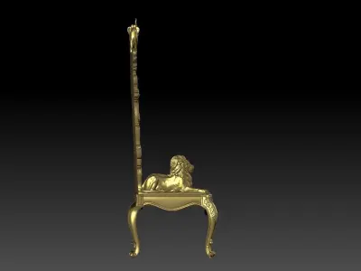 Lion Handle With Elephant Back Royal Ancient Chair 3D model