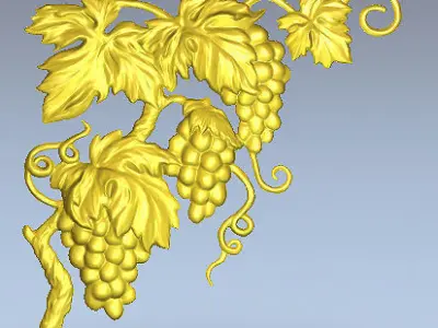 Bunch of grapes 5 RELIEF CARVED 3D print model