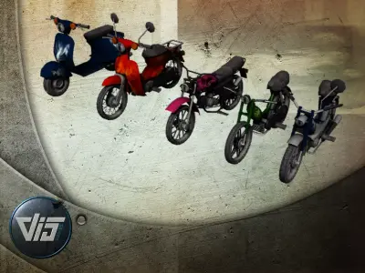 Small motorbike collection Low-poly 3D model