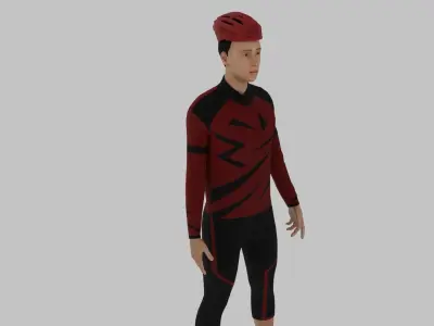 Cyclist Character Low-poly 3D model