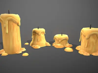 Oil lamp candles - Modular Stylized  Cartoon Low-poly 3D model Low-poly 3D model