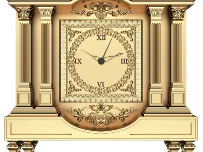 Classic Clock 09 Gold Low-poly 3D model