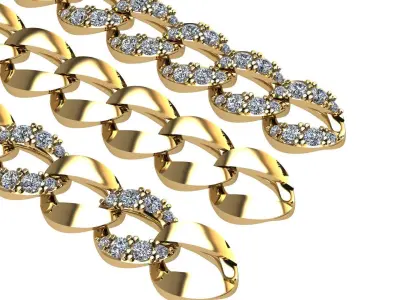 cuban chain with diamond STL 3D model