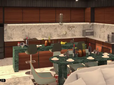 modern living room  Low-poly 3D model