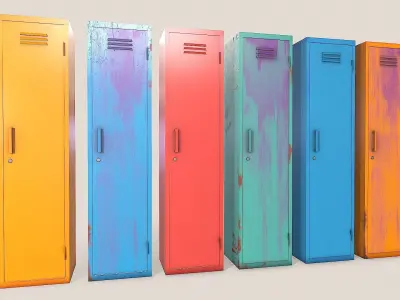 Metal Lockers - Steel Wardrobe - Cabinet Low-poly 3D model