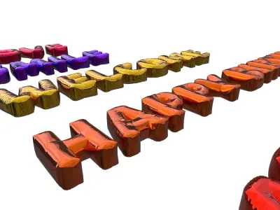 Inflated Text Baloons Set 3D model