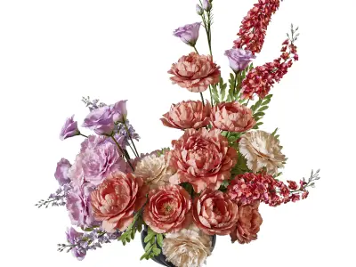 Flower Set 120 Whispering Peach Bloom 3D model