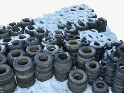 A pile of old car tires Scan Low-poly 3D model
