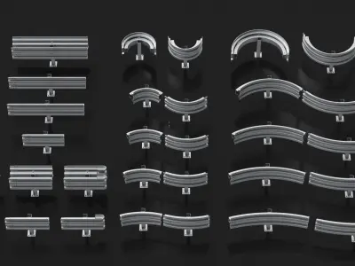 Road Barrier Modular Detailed collection  3D model