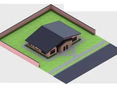 Duplex 2 bed 2 ba architectural model including all CAD plans Low-poly 3D model