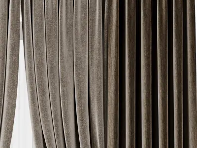 Classic Curtains And Silk Curtain 002 3D model