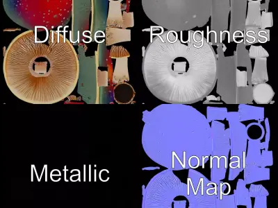 Iridescent Mushroom model pack Low-poly 3D model