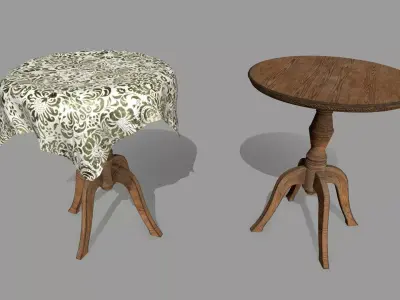 Table damask tablecloth Low-poly 3D model