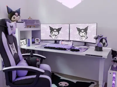 Kuromi Bedroom Blender Scene - DAY and NIGHT 3D model