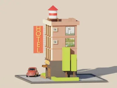 HOTEL Low-poly 3D model