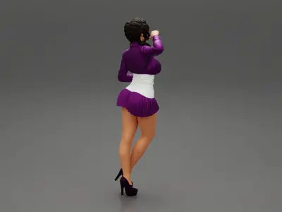 Sexy woman standing in mini skirt and mini shirt 3D print model