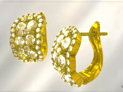 LUXURY GOLDEN EARRINGS FOR WOMAN Low-poly 3D model