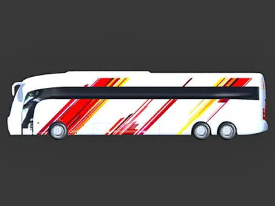 Collection of 5 Textured Buses 3D model