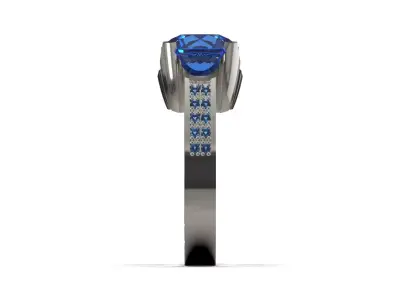 Ocean Blue cad Solitaire Ring model sr0127 3D print model