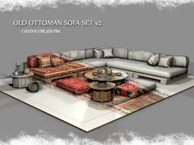 Old Ottoman Sofa Set v2 3D model