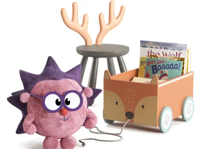 Set of toys and decoration for children room 3D model