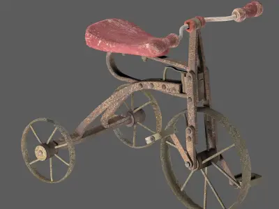 Old Rusty Children Bicycle 3D model