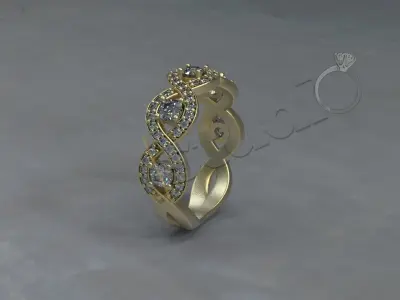 Luxury twist ring with stones 3d model print 3D print model