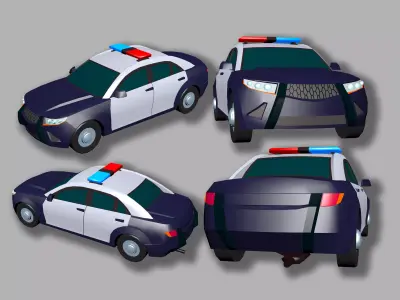 Police car Hypercasual Low-poly 3D model