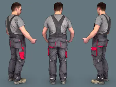 Foreman in Overalls at a Loss of Words 3D model