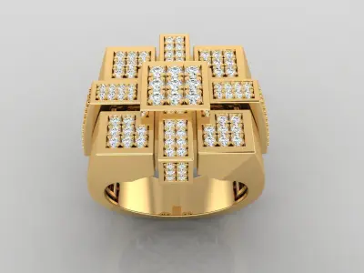 Ring M34 Mens luxury ring with gem 3D print model