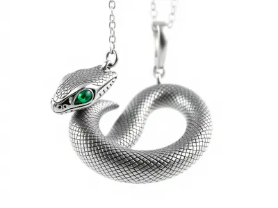 Snake Pendant with Chain Model Pack Low-poly 3D model