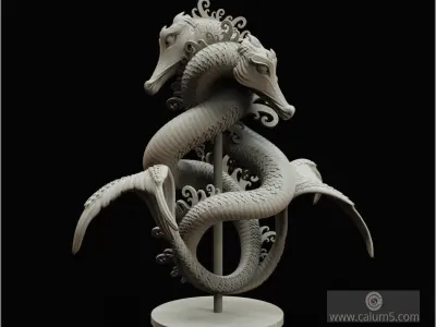 Sea Dragons Sculpture 3D print model