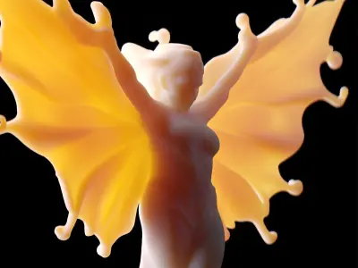 Elegant Fantasy Fairy Statue with Flowing Wings 3D print model