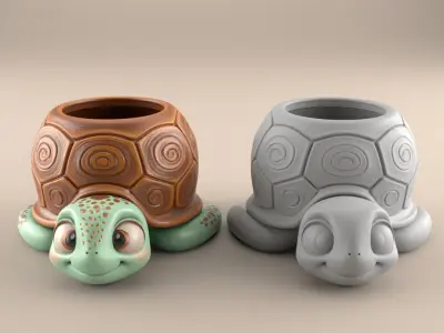 Cute Turtle Planter Urn candy container candle holder 3D print model